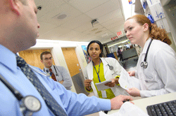 students participating in hospital rounds